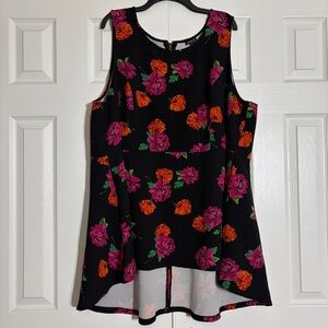 Torrid Floral Hi-Low Ponte Peplum Tank Top Size 5